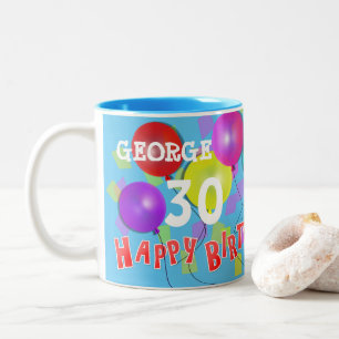 Taza Bicolor Felices Fiesta de Cumpleaños 30° hito personaliz