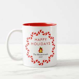 Taza Bicolor Felices Fiestas Caña de Caramelo Moderna Navidad F