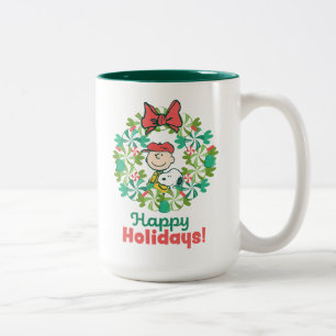 Taza Bicolor Felices fiestas   Candy Wreath de menta