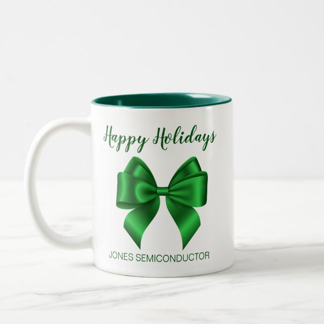 Taza Bicolor Felices Fiestas Elegantes Verdes (Izquierda)
