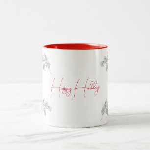 Taza Bicolor Felices Fiestas Hand dibujado Pine Cone Genérico