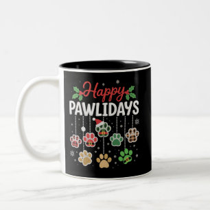 Taza Bicolor Felices Pawlidays Perro Divertido De Navidad Pata 