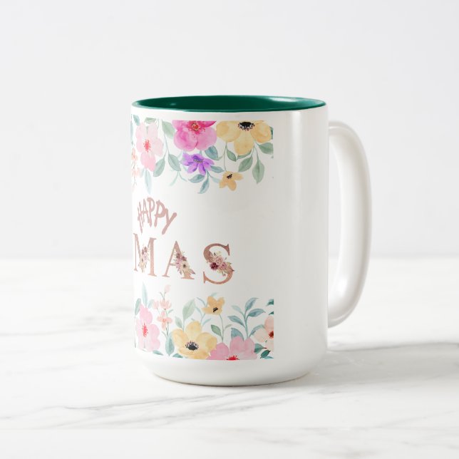 Taza Bicolor Felices vacaciones de Navidades Elegantes (Anverso derecho)