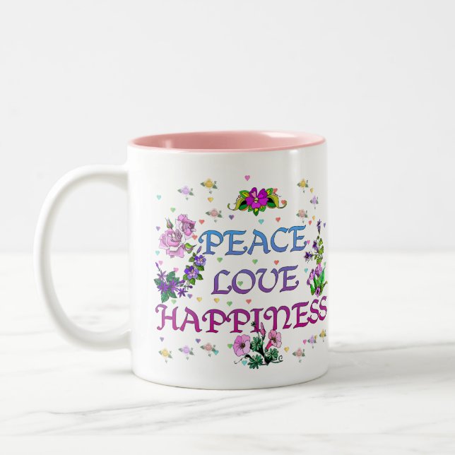 Taza Bicolor Felicidad del amor de la paz (Izquierda)
