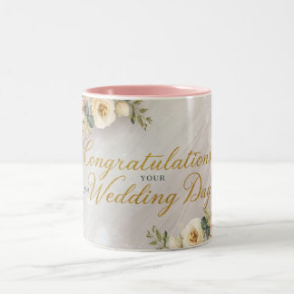 Taza Bicolor Felicidades en tu día de boda
