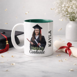 Taza Bicolor Felicidades Graduado Moderno Simple Foto Personali