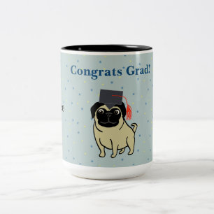Taza Bicolor Felicidades Graduado Pug