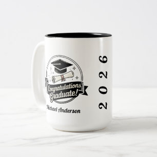 Taza Bicolor Felicidades Retró Grado Insignia Clase de 2026