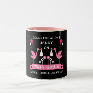 Taza Bicolor Felicitaciones a los Chicas gemelos Stalk Delivery