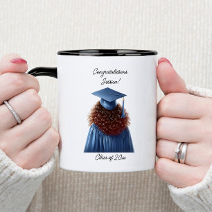 Taza Bicolor Felicitaciones Brunette Graduada en Azul