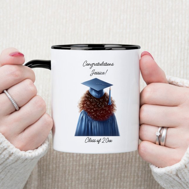 Taza Bicolor Felicitaciones Brunette Graduada en Azul (Subido por el creador)