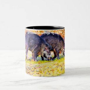 Taza Bicolor Felicitaciones de Navidad Mi Viejo Jabalí