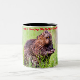 Taza Bicolor Felicitaciones de Navidad Papá Cazador Recolector