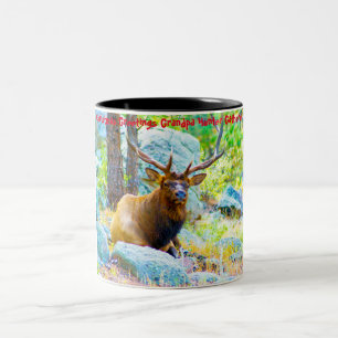 Taza Bicolor Felicitaciones navideñas al abuelo Hunter Gatherer