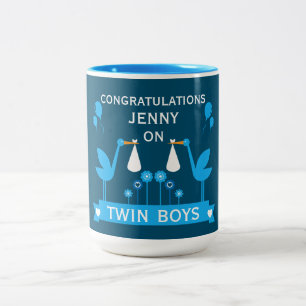 Taza Bicolor Felicitaciones Stalk Delivery Twin Boy