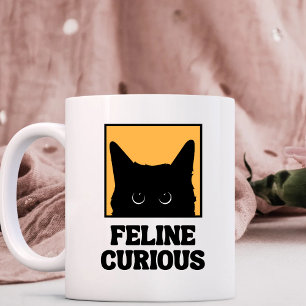 Taza Bicolor Feline Curious cat lover Mug