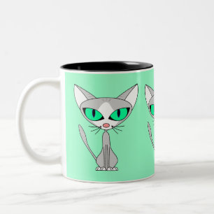 Taza Bicolor Felino de lujo - gris y blanco