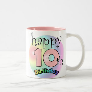 Taza Bicolor Feliz 10° cumpleaños (descanso)