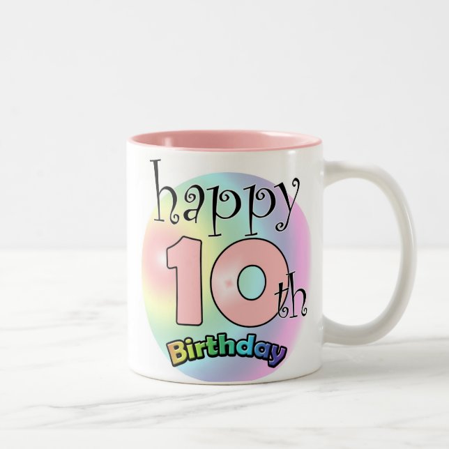 Taza Bicolor Feliz 10° cumpleaños (descanso) (Derecha)