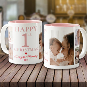 Taza Bicolor Feliz 1er Navidad Te Amo Mami 5 Foto Rosa