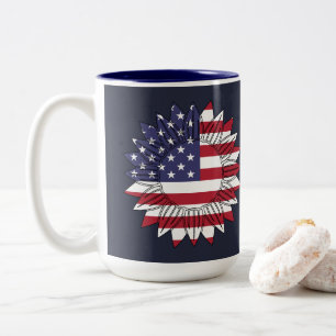 Taza Bicolor Feliz 4 de julio Bandera del Girasol