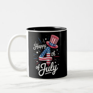 Taza Bicolor Feliz 4 de julio Patriótico Bandera Americana EE. 
