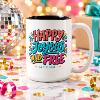 Taza Bicolor Feliz Alegre y Libre - Fecha de Establecimiento pa