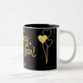 Taza Bicolor "Feliz Año Nuevo Mug - Diseño de globo de oro en n