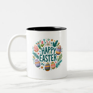 Taza Bicolor Feliz arte gráfico de Pascua