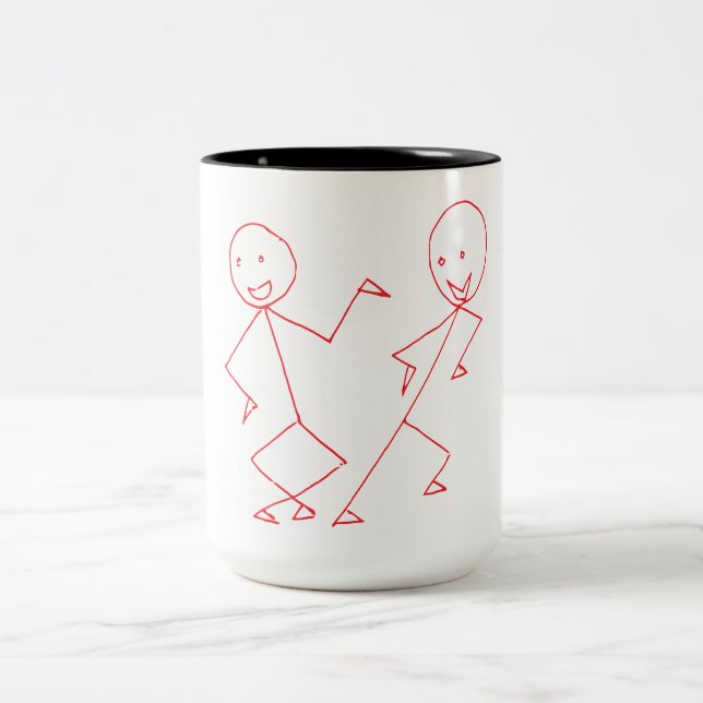 Taza Bicolor Feliz baile Stickman Mug (Centro)