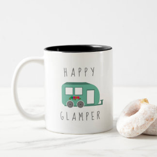 Taza Bicolor Feliz camping femenino de glamper RV