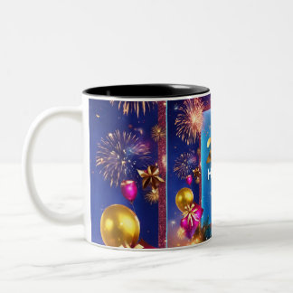 Taza Bicolor Feliz celebración de Año Nuevo Mug - Conteo de med
