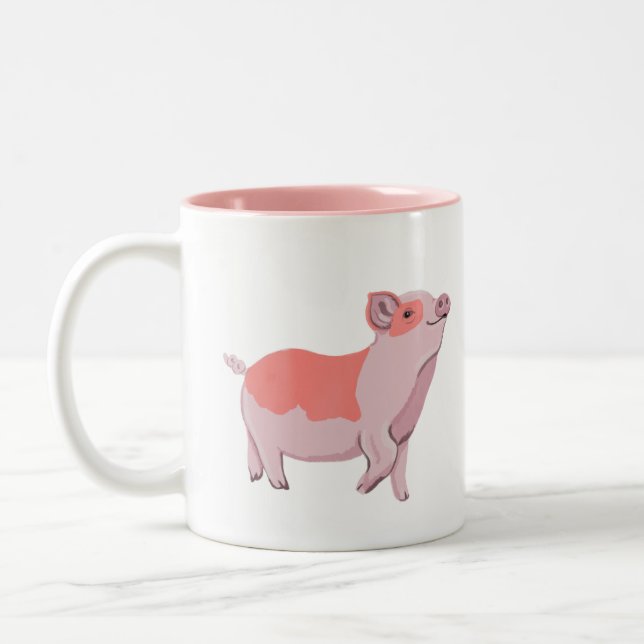 Taza Bicolor Feliz como cerdo negro (Izquierda)