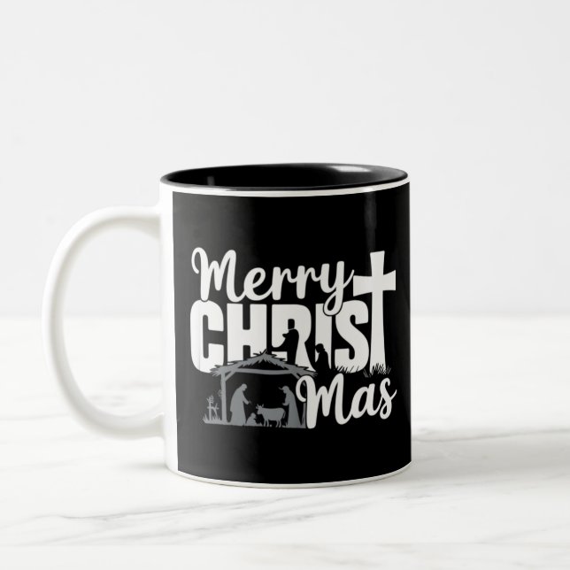 Taza Bicolor Feliz Cristo Mas Navidades cristianos Familia Jesú (Izquierda)