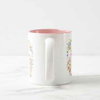 Taza Bicolor Feliz Cruz Floral de la Primavera de Pascua