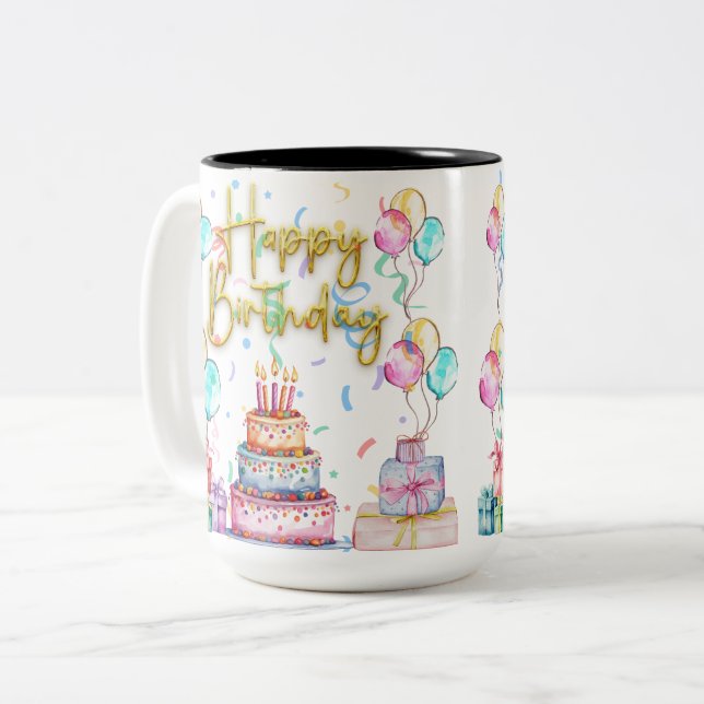 Taza Bicolor Feliz Cumpleaños  (Anverso izquierdo)