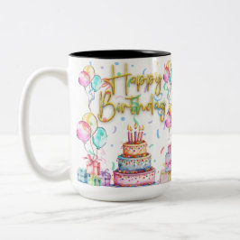Taza Bicolor Feliz Cumpleaños 