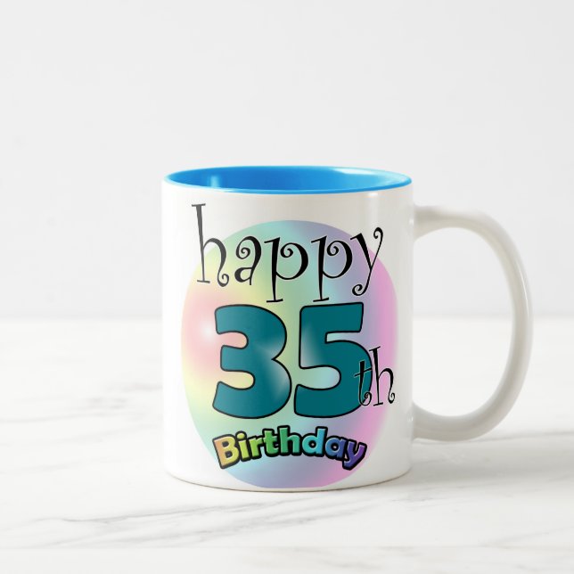 Taza Bicolor Feliz cumpleaños 35 (blauwe) (Derecha)