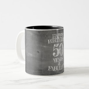 Taza Bicolor Feliz cumpleaños - 50 años y fabuloso