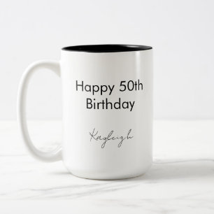 Taza Bicolor Feliz cumpleaños 50 Minimalista Personalizado