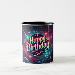 Taza Bicolor Feliz cumpleaños Galaxia Cósmica