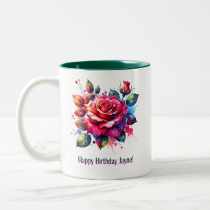 Taza Bicolor Feliz cumpleaños Jayne