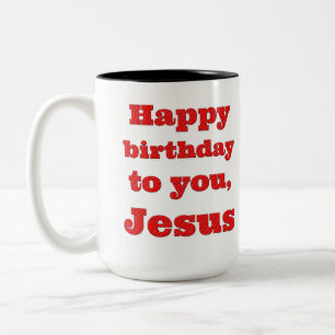 Taza Bicolor Feliz cumpleaños, Jesús, regalo de Navidades