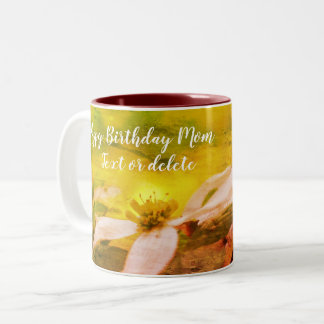 Taza Bicolor Feliz cumpleaños mamá Dogwood Flor personalizada