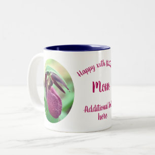 Taza Bicolor Feliz cumpleaños, mamá Lady Slipper personalizada