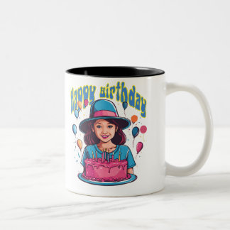 Taza Bicolor Feliz cumpleaños Mug diseño para chicas