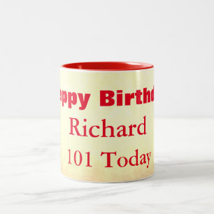 Taza Bicolor Feliz cumpleaños número 101 personalizado