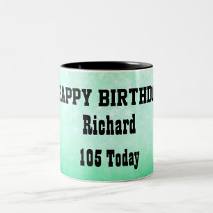 Taza Bicolor Feliz cumpleaños número 105 personalizado