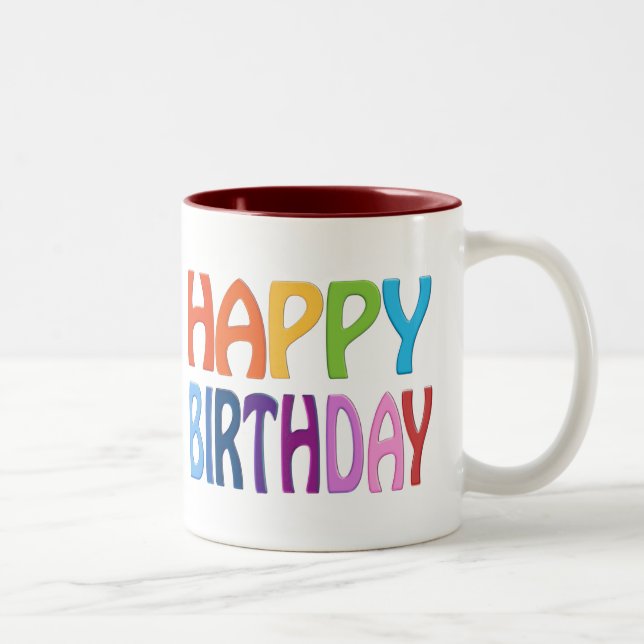 Taza Bicolor Feliz cumpleaños - saludo colorido feliz (Derecha)