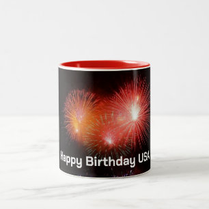 Taza Bicolor Feliz cumpleaños, USA Mug